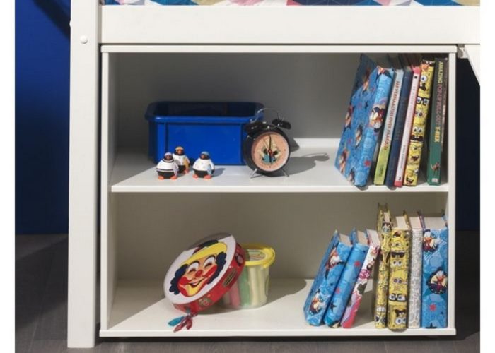 Halfhoofslaper met bureau, 4-ladenkast, 2-deurkast, boekenkast