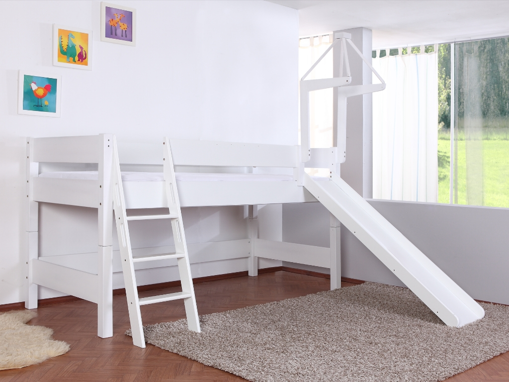Halfhoogslaper subliem slapen Muur planken witte keuken
